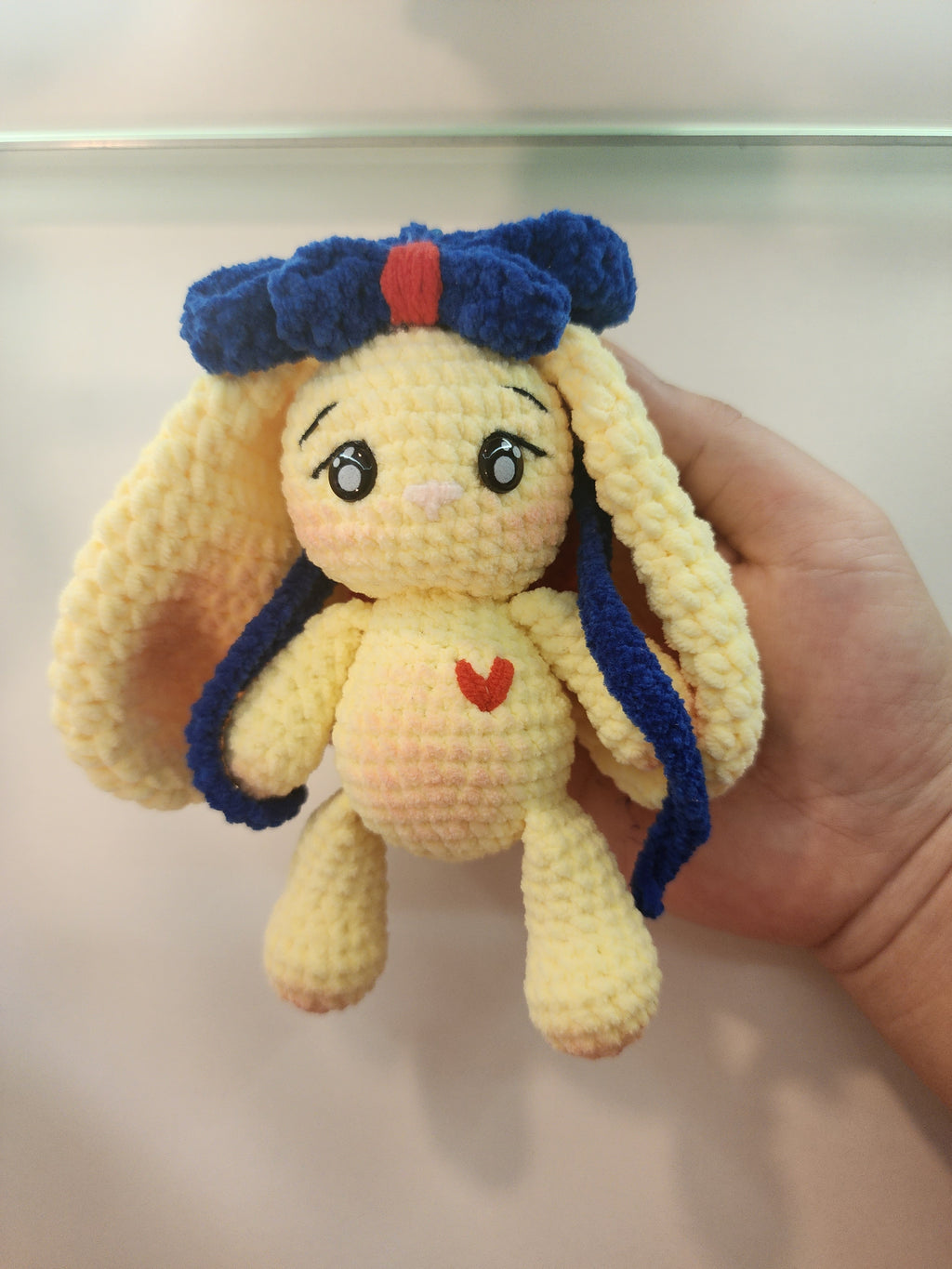 Yellow Long Ear Bunny Red wings Keychain