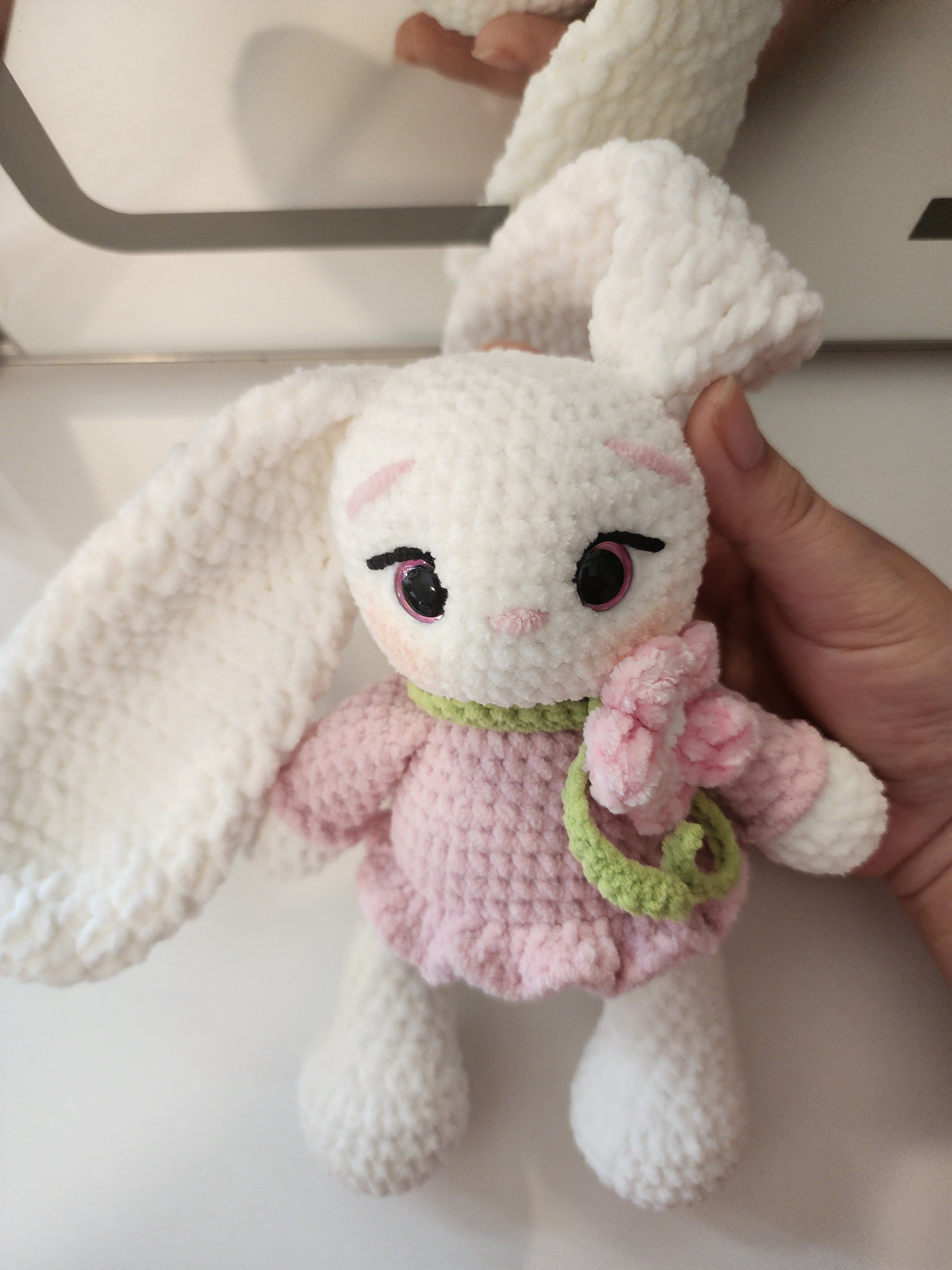 Long Ear White And Pink Bunny Small Plushies