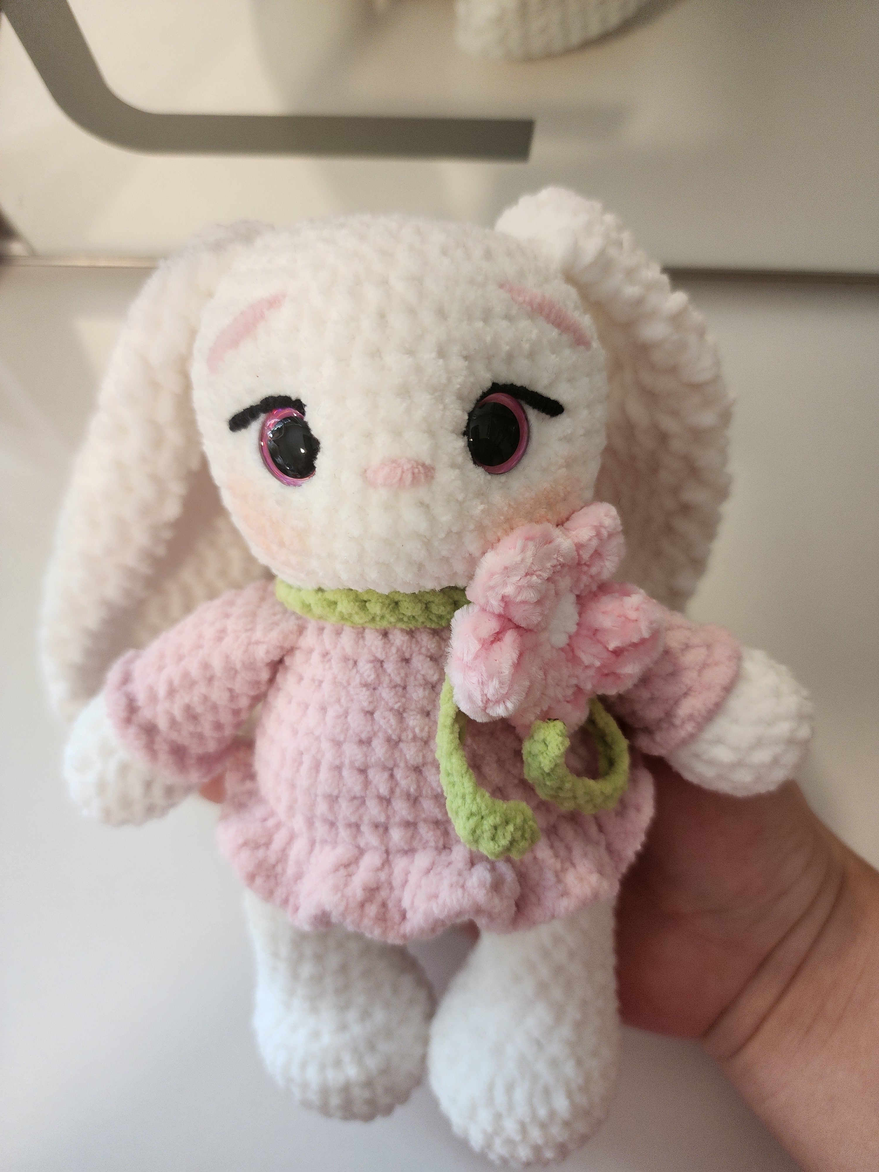 Long Ear White And Pink Bunny Small Plushies