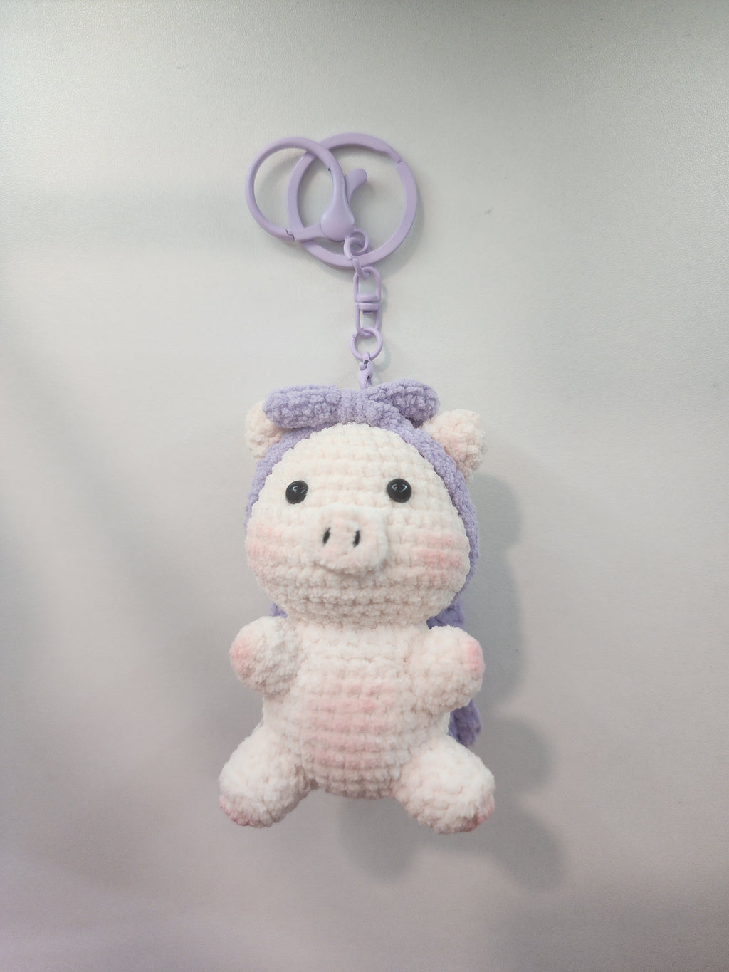 Piggy With Bow Purple Keychain